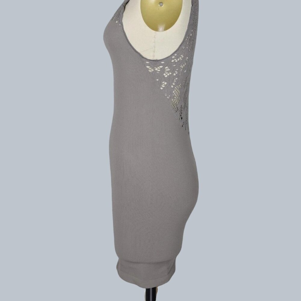 INTIMATELY CROCHET LACE GREIGE MOCK NECK BODYCON DRESS - Picture 5 of 9